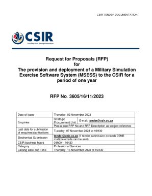 Fillable Online Request For Proposals Rfp For The Provision And