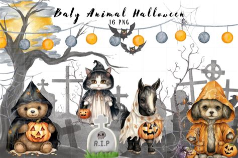 Halloween Animals Clipart Graphic by turnoff9022 · Creative Fabrica