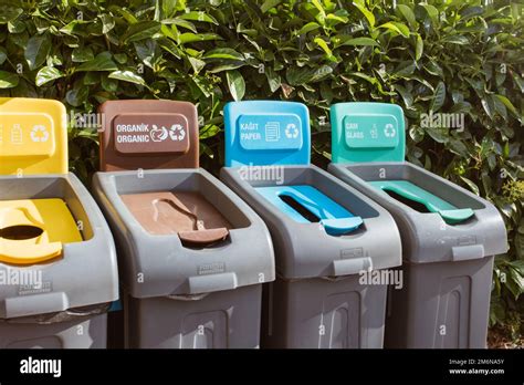 Colored Rubbish Containers For Separate Sorting Of Garbage Bins For