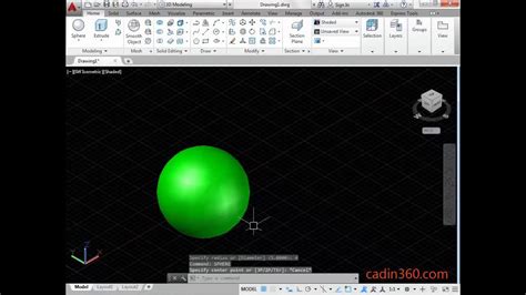 How To Draw D Sphere Using Autocad Sphere Command Youtube