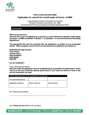 Fillable Online Rushcliffe Gov Part B Application Form For A