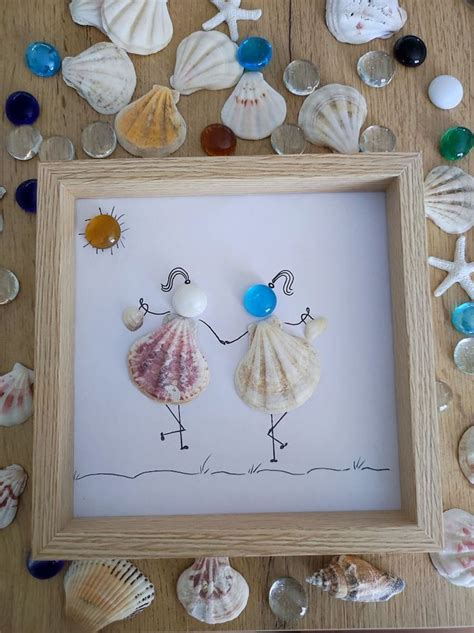 Girlfriends Seashell Art, Pebble Art Friends Picture, Sea Glass Friends ...