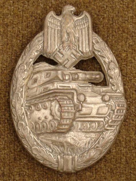 Nazi Silver Panzer Tank Badge Late War Die Struck