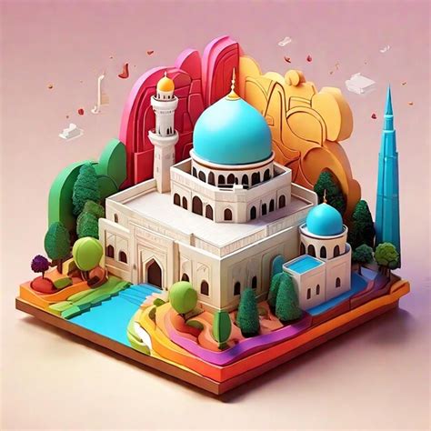 Eine Niedliche 3d Isra Miraj Mit Masjid Al Aqsa Generiert Von Ki