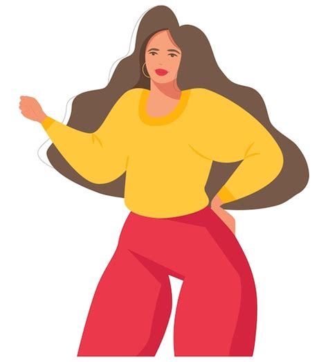 Ilustración vectorial de una mujer de pie y mostrando un gesto con el