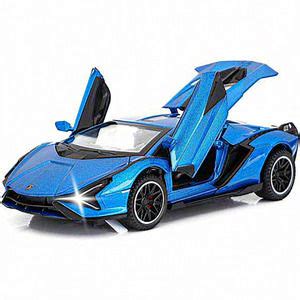 Toys | Kids Toy Blue Lambo Sian Fkp3 Metal Model Car With Light And ...