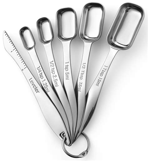 Heavy Duty Stainless Steel Metal Measuring Spoons (Set of 6 Including ...