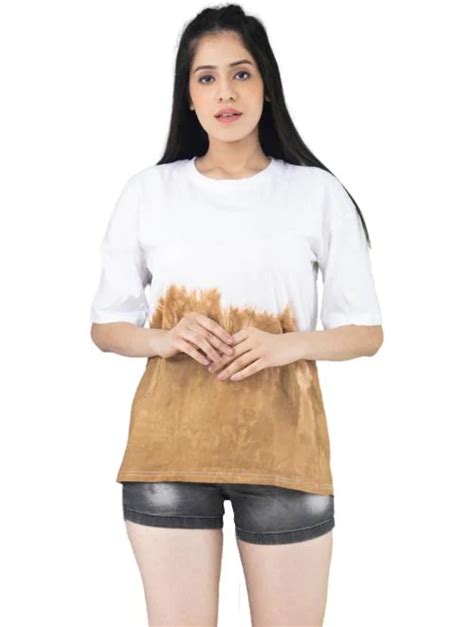 Buy Lappen Fashion Women Brown White Tie And Dye Pure Cotton Round