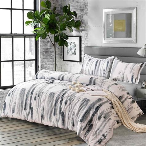 Smoofy Queen Marble White Comforter Set White Marble Pattern Printed Soft Fabric