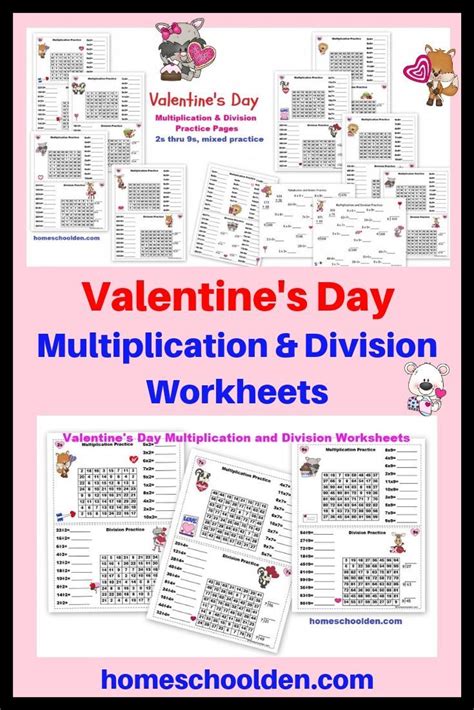 Valentine S Day Multiplication And Division Worksheets