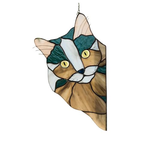 Suncatchers Glass Art Stained Glass Cat Suncatcher Cat Favoriteglass Window Hangings Pe