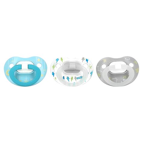 NUK, Glow in the Dark Orthodontic Pacifier, 6-18 Months, Lightning Bolts and Stars, 3 Value Pack