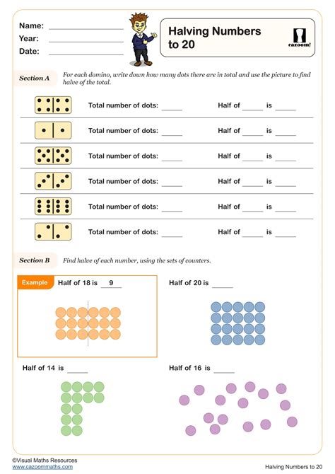 Halving Numbers To 20 Printable Pdf Year 2 Year 3 Maths Worksheet