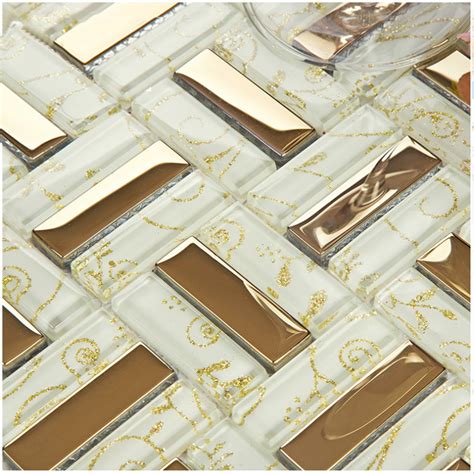 Crystal Glass Tiles Gold Plated Glass Tile Kitchen Wall Backsplash