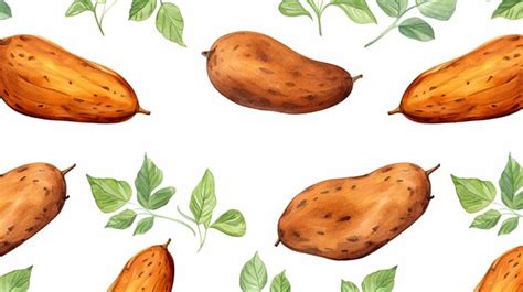 Premium Ai Image Watercolor Sweet Potato Pattern