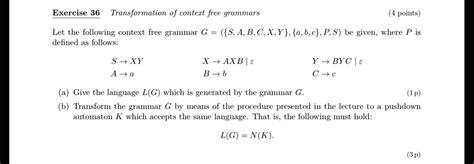 Solved Exercise 36 Transformation Of Context Free Grammars 4 Points Let The Following Context