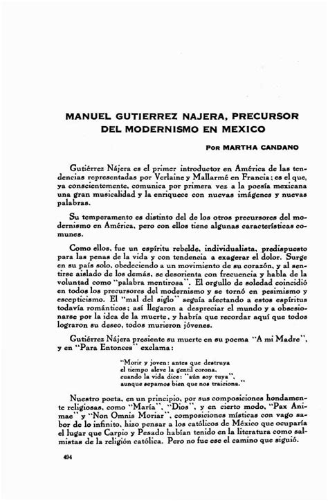 PDF Manuel Gutierrez Najera Precursor Del Modernismo En Mexico