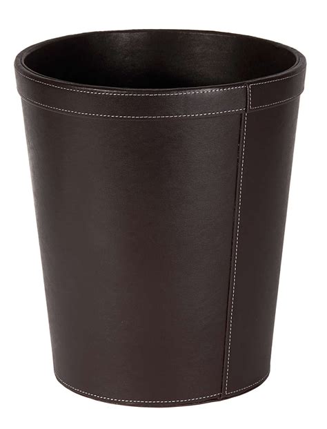 Osco Brown Faux Leather Waste Bin Round Height Cm Diameter