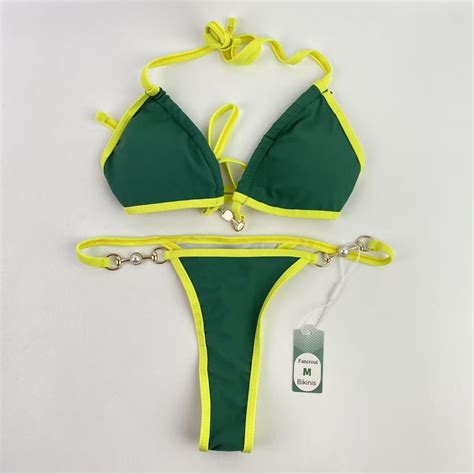 Fancrout Bikinis Women S Triangle Bikini Tie Side Whip Stitch String Bikini Walmart