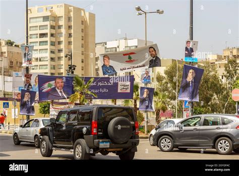 Lebanon Beirut Posters And Banner With Portraits Of Beirut District