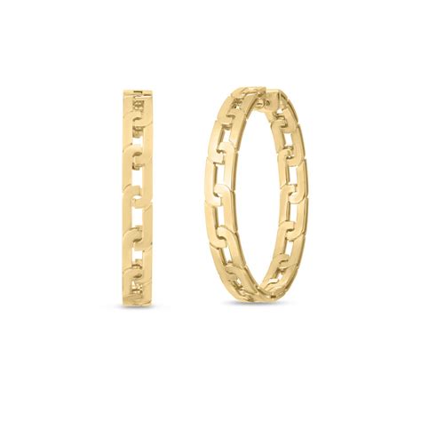 Roberto Coin Navarra Collection Hoop Earrings 18k Yellow Gold