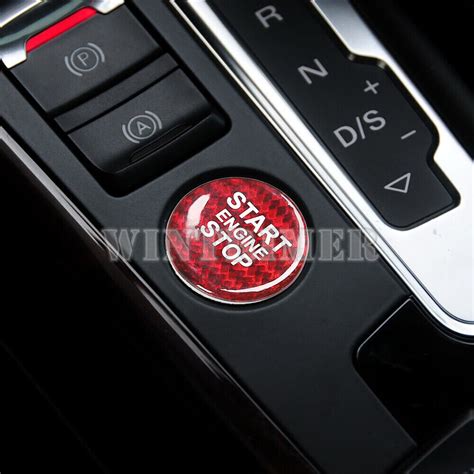 For Audi A A Q Q Q Red Carbon Fiber Engine Start Stop Button Cover