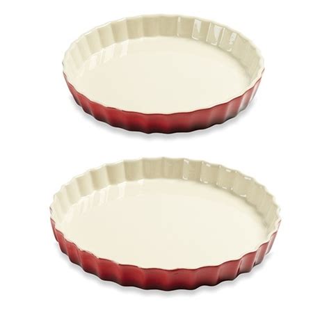 Lot 2 moules à tarte en céramique 24 et 27 cm rouge Mathon Mathon fr