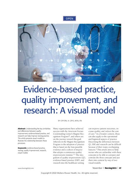 Evidence Based Practice Quality Improvement And Research A Visual