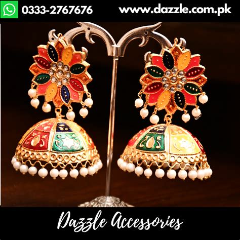 Multi Color Meena Jhumka Earrings Dazzle Accessories