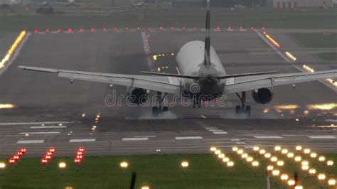 Airplane Landing at the Airport - Slow Motion Stock Footage - Video of ...