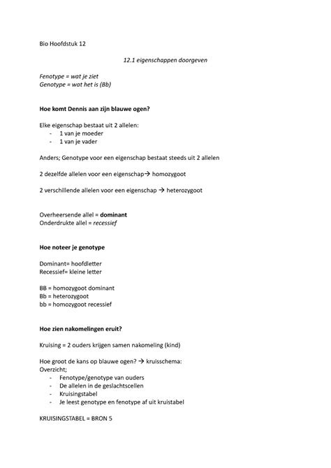 Bio Hoofdstuk 12 3 Vwo Samenvatting H12 Bio Hoofdstuk 12 12