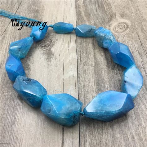 Poliedro Faceted BLUE Dragon Veins Agates Nugget Beads Mix Size Banded