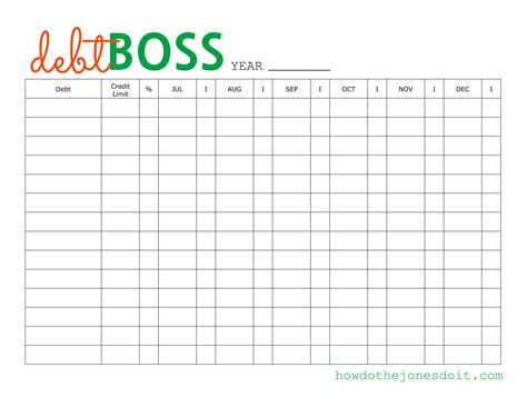 Credit Card Debt Tracker Printable