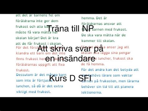 How To Learn Swedish Np Sfi Kurs D Skriv Svar P En Ins Ndare