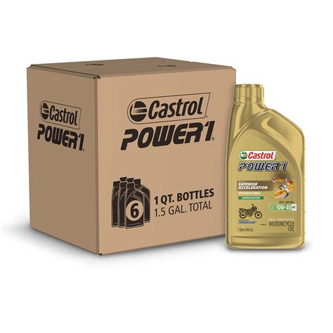 Castrol Power1 4T 10W-40 Full Synthetic Motorcycle Oil, 1 Quart, Pack ...