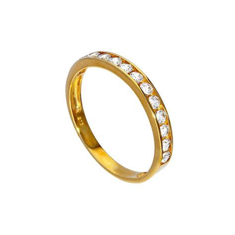 9ct Gold And Clear Cz Crystal Half Eternity Stacking Ring Size I U Ebay