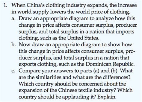 Solved When China S Clothing Industry Expands The Chegg