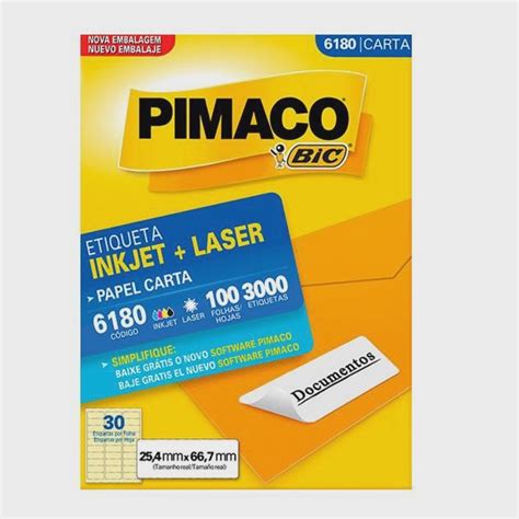 Etiqueta P Imprimir Inkjet Laser Carta Pimaco 6180 C 3000 Etiquetas