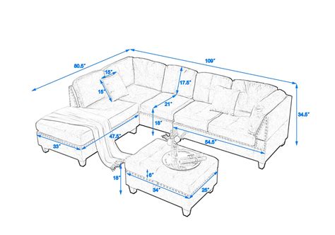 UBGO New Modern Large Upholstered L Shape Sectional Sofa Extra Wide