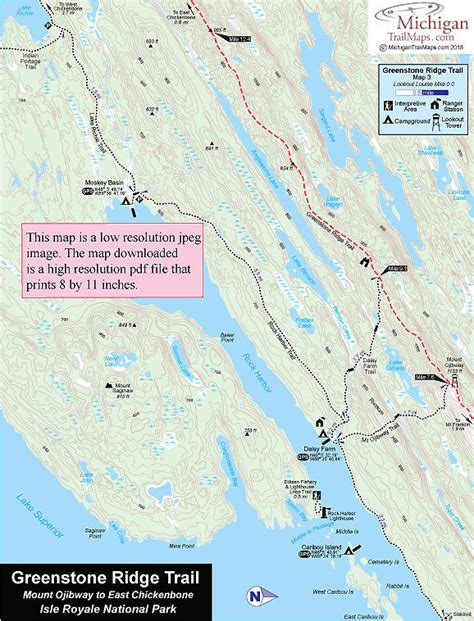 Isle Royale NP: Greenstone Ridge Trail-Map 3