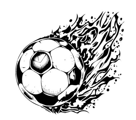 Premium Vector Soccer Ball On Fire Hand Drawn Sketchvector Illustration