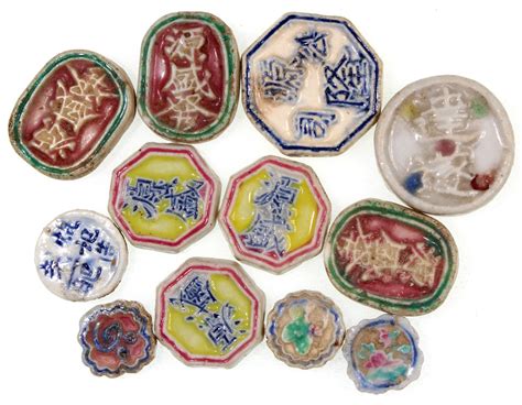 Thailand Porcelain Gaming Tokens Th Century Generally Very