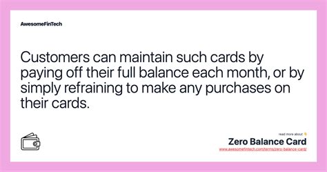 Zero Balance Card | AwesomeFinTech Blog