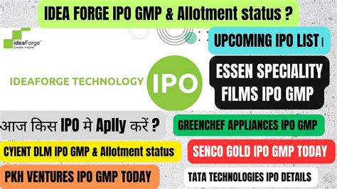 IDEA FORGE IPO ALLOTMENT STATUS CYIENT DLM IPO ALLOTMENT SENCO GOLD