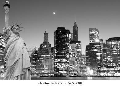 Manhattan Skyline Statue Liberty Night Lights Stock Photo 76793098 | Shutterstock