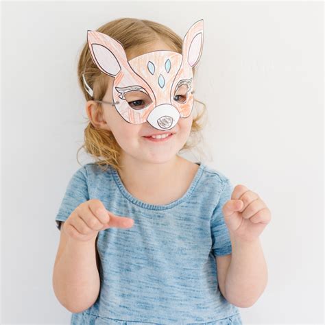 Deer Paper Mask Printable Woodland Forest Animal Coloring Craft