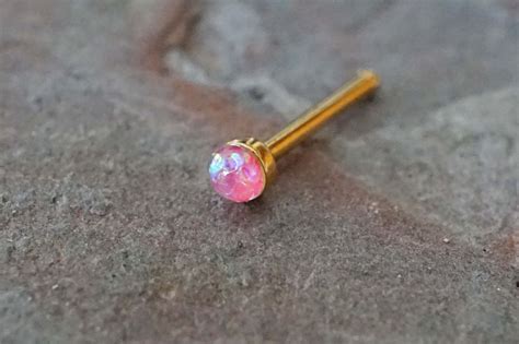 Pink Opal Rose Gold Nose Bone Rose Gold Nose Stud Nose Ring Gold Nose