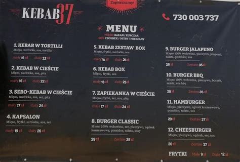 Menu at Kebab 37 restaurant Rymanów Zdrój