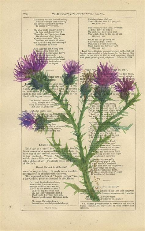 Scottish Thistle Original Watercolor Painting On Antique Etsy