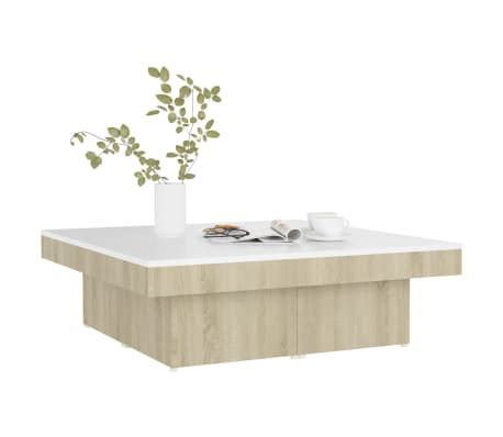 Vidaxl Coffee Table White And Sonoma Oak X X Cm Engineered Wood